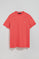 Coral round-neck basic T-shirt with Rigby Best embroidery