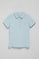 Light-blue short-sleeve cotton polo shirt with Rigby Best embroidery