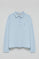 Light-blue long-sleeve cotton polo shirt with Rigby Best embroidery