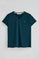 Greenish-blue V-neck T-shirt with Rigby Best embroidery
