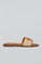 Brown raffia sandal Greta with PC logo