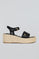 Black jute wedge sandals Aurora with metallic detail