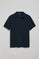 Navy-blue buttonless polo shirt Pascal with embroidered monogram