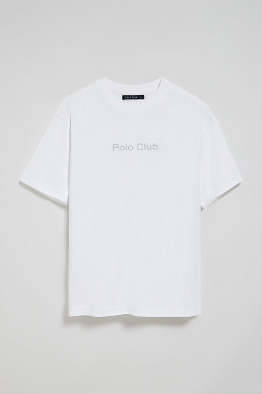 White round-neck short-sleeve tee with Polo Club logo