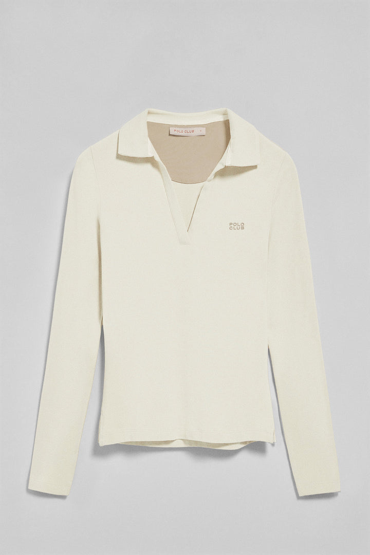 Nude buttonless polo shirt Pia with rubber Polo Club logo