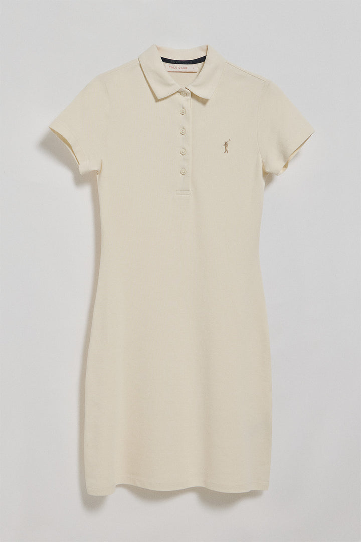 Nude polo dress with Rigby Go logo