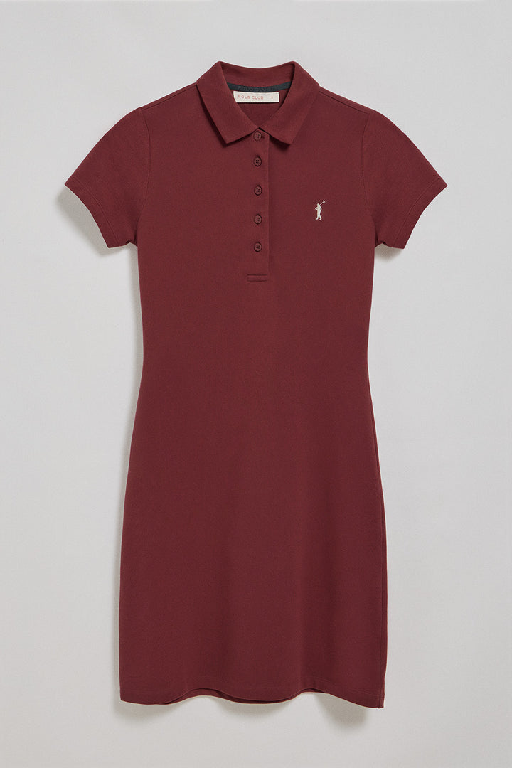 Maroon polo dress with Rigby Go logo