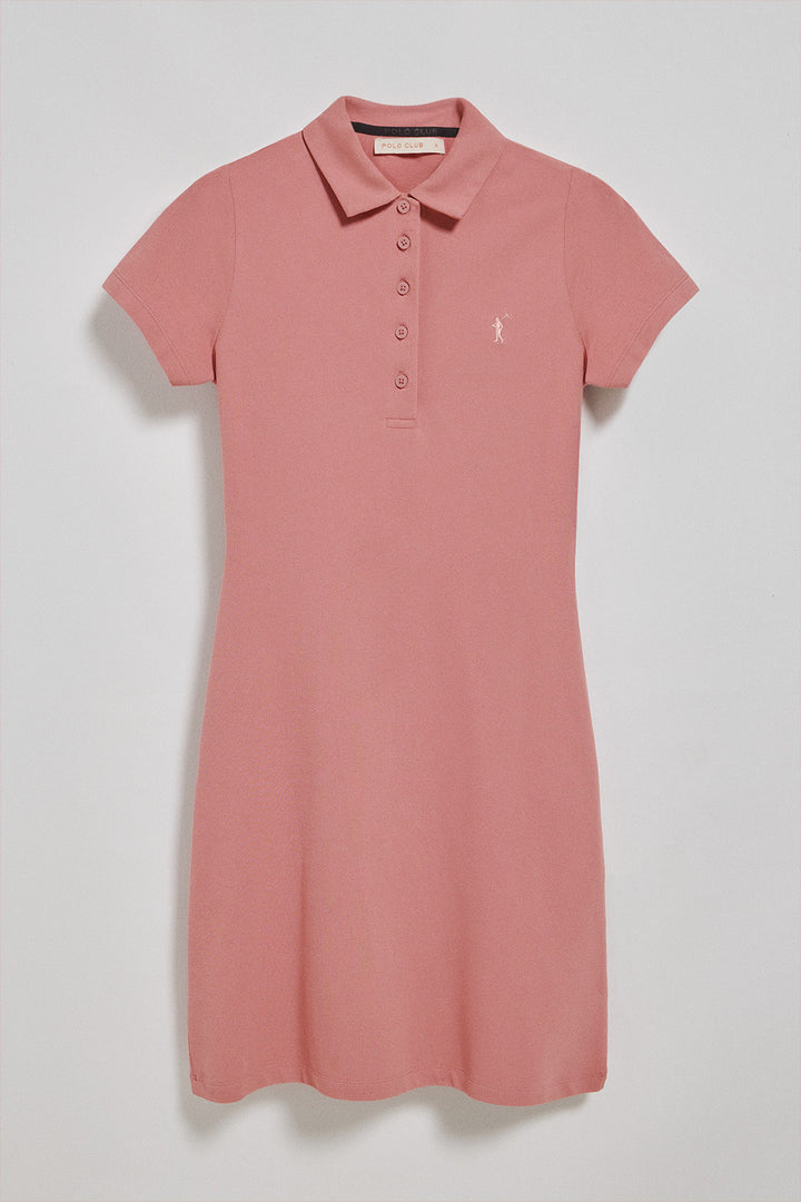 Dusty-pink polo dress with Rigby Go logo