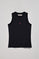 Navy-blue sleeveless basic tee with round neck and Rigby Go embroidered logo