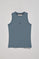 Denim-blue sleeveless basic tee with round neck and Rigby Go embroidered logo