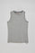 Grey-marl sleeveless basic tee with round neck and Rigby Go embroidered logo