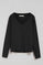 Black V-neck basic tee with rubber logo