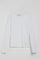 White V-neck basic tee with rubber logo