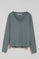 Stone-grey V-neck basic tee with rubber logo