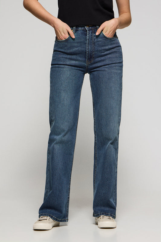 Woman - Trousers - Denim-blue wide-leg jeans Jana