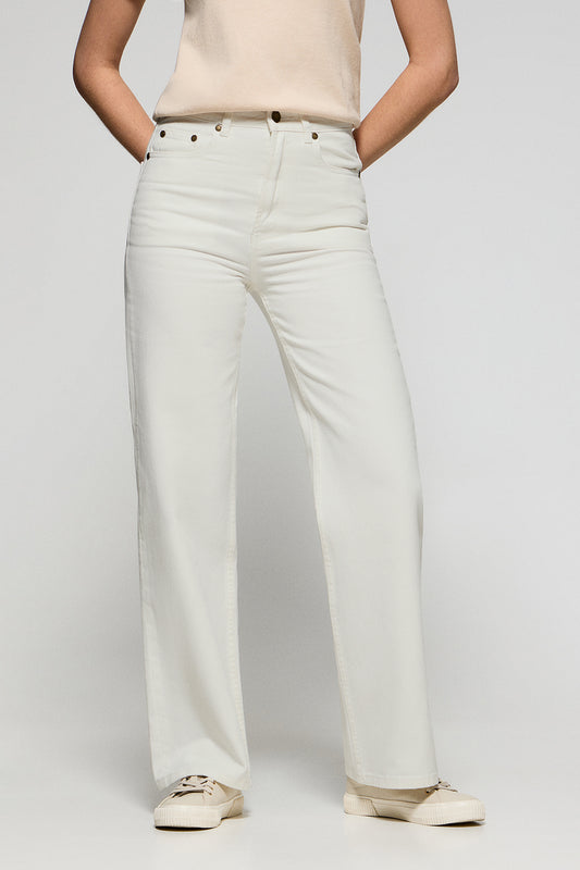 Woman - Trousers - White wide-leg jeans Jana