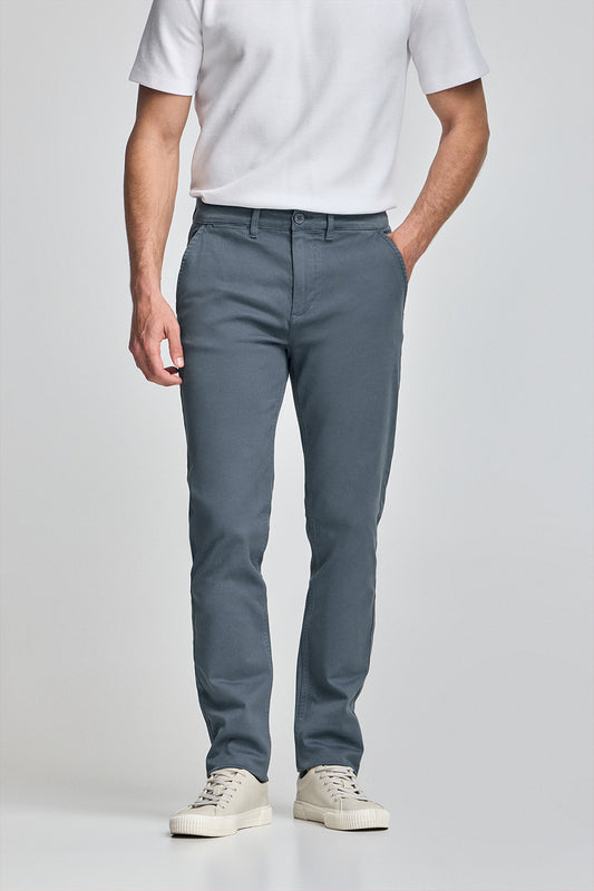 Denim-blue slim-fit chinos Moore