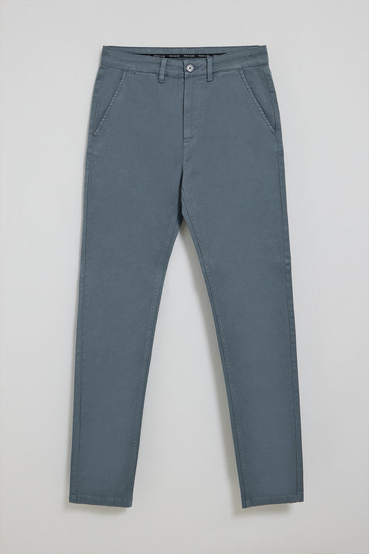 Denim-blue slim-fit chinos Moore