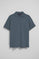 Light-blue short-sleeve polo shirt with three buttons and Rigby Go embroidered logo