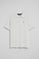 White short-sleeve polo shirt with three buttons and Rigby Go embroidered logo