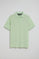 Mint short-sleeve polo shirt with three buttons and Rigby Go embroidered logo
