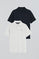 Three-button polo shirt with Rigby Go logo 2 pack (navy blue and white)