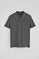 Asphalt-grey short-sleeve polo shirt with two buttons and chest detail