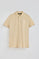 Ivory short-sleeve polo shirt with two buttons and chest detail