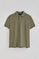 Light-green two-button polo shirt in linen and cotton with embroidered monogram