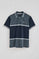 Denim-blue polo shirt Veil in bi-coloured pique with embroidered detail