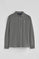 Asphalt-grey long-sleeve polo shirt with three buttons and Rigby Go embroidery