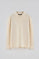 Nude long-sleeve polo shirt with two buttons and branded patch