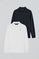 Long-sleeve polo shirt with Rigby Go logo 2 pack (navy blue and white)