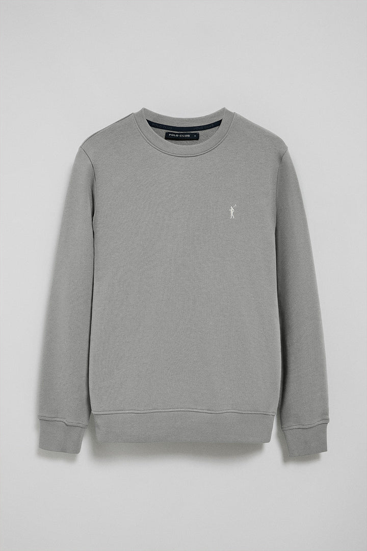 Grey round-neck relaxed sweatshirt with Rigby Go embroidery