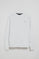 White round-neck relaxed sweatshirt with Rigby Go rubberised logo