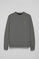 Asphalt-grey round-neck relaxed sweatshirt with Rigby Go rubberised logo