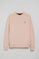 Blush-pink round-neck relaxed sweatshirt with Rigby Go rubberised logo