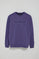 Blue-violet round-neck regular sweatshirt with rubber print