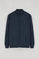 Navy-blue high neck zip-up sweatshirt with Rigby Go logo