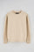 Beige round-neck relaxed sweatshirt with Polo Club detail
