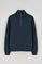 Navy-blue half-zip relaxed sweatshirt with Polo Club detail
