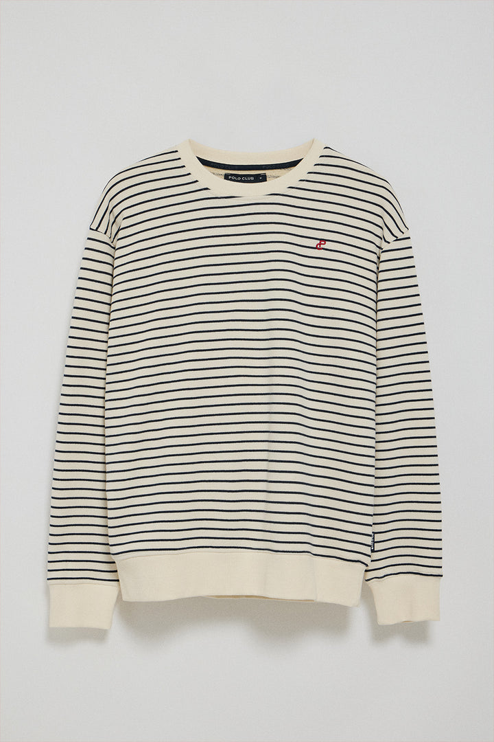 Nude striped sweatshirt Captain with embroidered monogram
