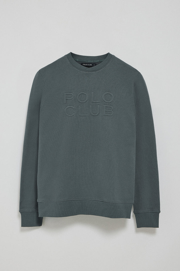 Grey loose-fit sweatshirt with embossed logo