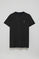 Black round-neck T-shirt with Rigby Go rubber embroidery