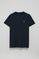 Navy-blue round-neck T-shirt with Rigby Go rubber embroidery