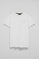 White round-neck T-shirt with Rigby Go rubber embroidery