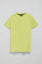 Lime-green round-neck T-shirt with Rigby Go rubber embroidery