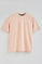 Blush-pink T-shirt in cotton and linen with Rigby Go embroidery