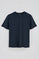 Navy-blue slub-cotton T-shirt with Rigby Go embroidery