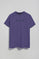Blue-violet round-neck T-shirt with rubber logo